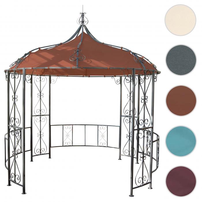 Pergola Almeria, Rundpavillon Garten Pavillon, stabiles Stahl-Gestell  3m ~ terracotta-braun