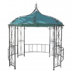 Pergola Almeria, Rundpavillon Garten Pavillon, stabiles Stahl-Gestell  3m ~ trkis