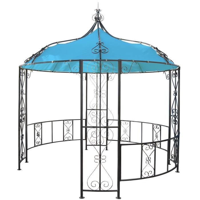 Pergola Almeria, Rundpavillon Garten Pavillon, stabiles Stahl-Gestell  3m ~ trkis