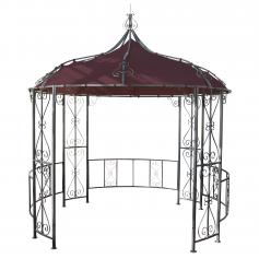 Pergola Almeria, Rundpavillon Garten Pavillon, stabiles Stahl-Gestell  3m ~ rot-braun