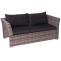 Poly-Rattan Garnitur HWC-J36, Balkon-/Garten-/Lounge-Set Sitzgruppe Sofa ~ grau, Kissen schwarz