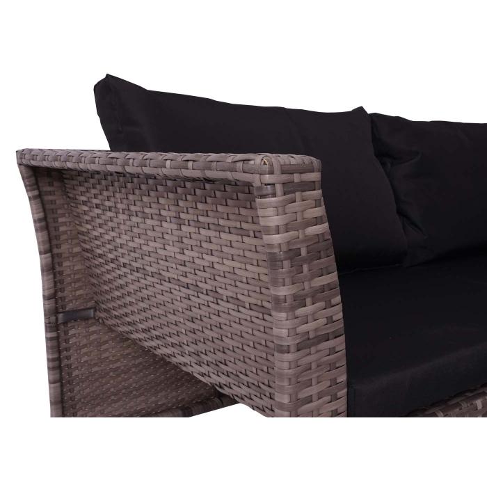 Retourenware | Poly-Rattan Garnitur HWC-J36, Balkon-/Garten-/Lounge-Set Sitzgruppe Sofa ~ grau, Kissen schwarz