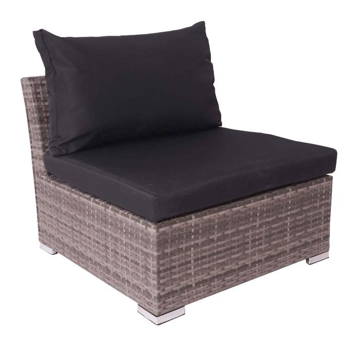 Retourenware | Poly-Rattan Garnitur HWC-J36, Balkon-/Garten-/Lounge-Set Sitzgruppe Sofa ~ grau, Kissen schwarz