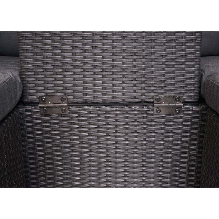 3in1-Garnitur HWC-J37, Garten-/Lounge-Set Sonneninsel, Spun Poly Poly-Rattan MVG ~ anthrazit, Kissen dunkelgrau