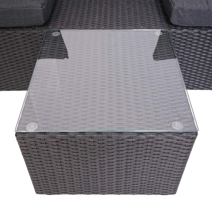 3in1-Garnitur HWC-J37, Garten-/Lounge-Set Sonneninsel, Spun Poly Poly-Rattan MVG ~ anthrazit, Kissen dunkelgrau
