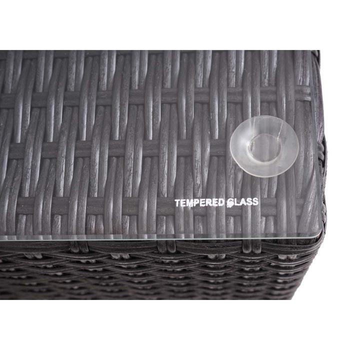 3in1-Garnitur HWC-J37, Garten-/Lounge-Set Sonneninsel, Spun Poly Poly-Rattan MVG ~ anthrazit, Kissen dunkelgrau