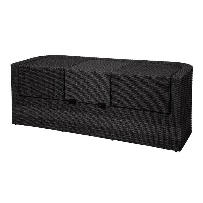 3in1-Garnitur HWC-J37, Garten-/Lounge-Set Sonneninsel, Spun Poly Poly-Rattan MVG ~ anthrazit, Kissen dunkelgrau