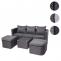 3in1-Garnitur HWC-J37, Garten-/Lounge-Set Sonneninsel, Spun Poly Poly-Rattan MVG ~ anthrazit, Kissen dunkelgrau