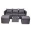 3in1-Garnitur HWC-J37, Garten-/Lounge-Set Sonneninsel, Spun Poly Poly-Rattan MVG ~ anthrazit, Kissen dunkelgrau