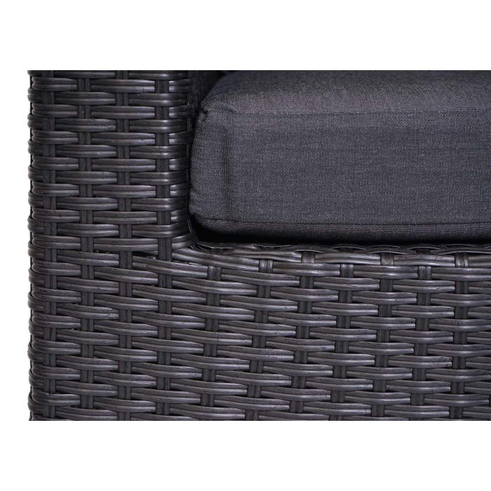 3in1-Garnitur HWC-J37, Garten-/Lounge-Set Sonneninsel, Spun Poly Poly-Rattan MVG ~ anthrazit, Kissen dunkelgrau