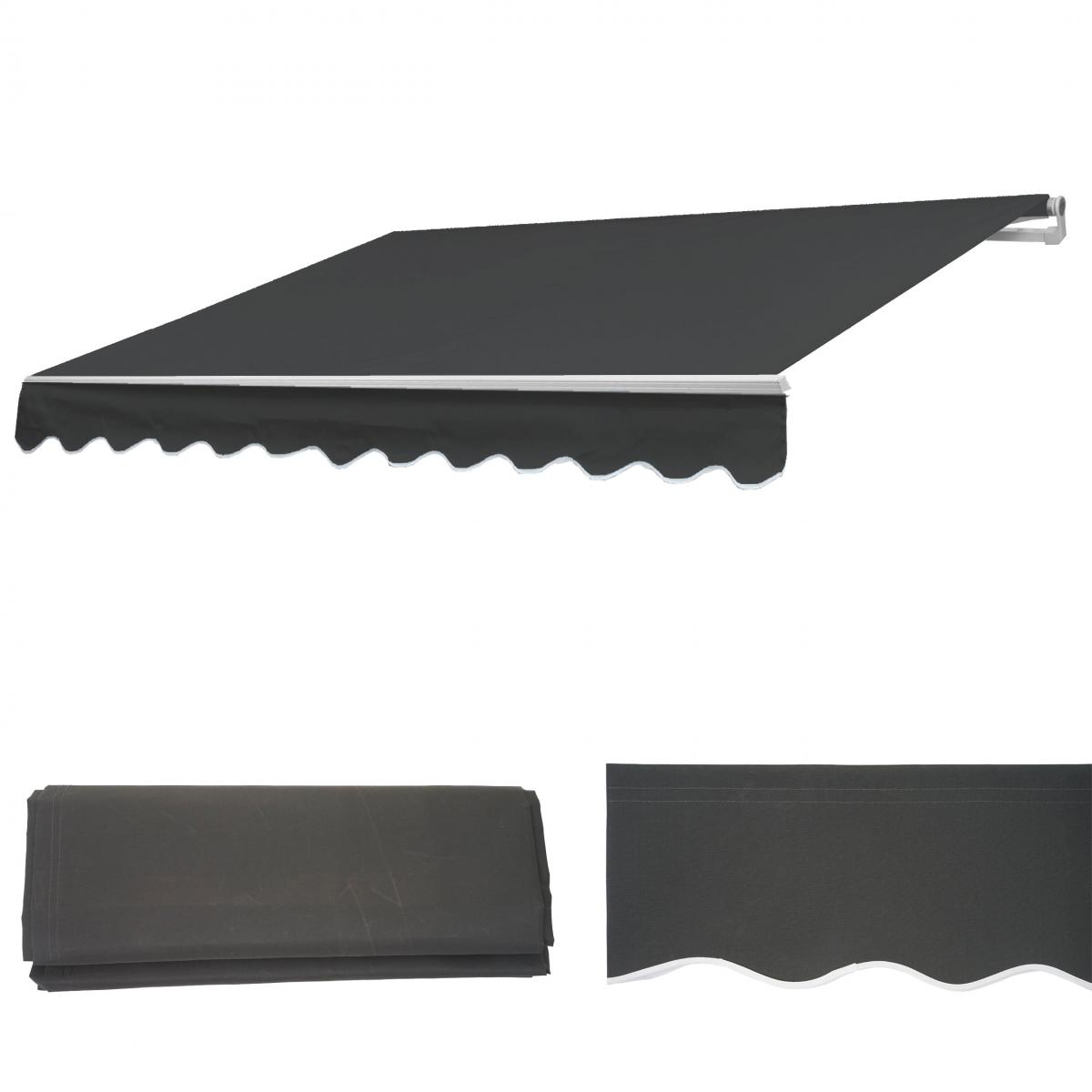 Ersatz-Bezug fr Markise T791, Gelenkarmmarkise Ersatzbezug Sonnenschutz, 4,5x3m ~ Polyester anthrazit