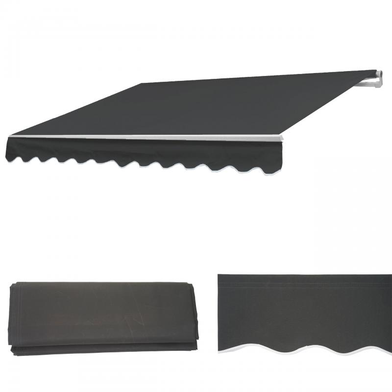 Ersatz-Bezug fr Markise T791, Gelenkarmmarkise Ersatzbezug Sonnenschutz, 4,5x3m ~ Polyester anthrazit