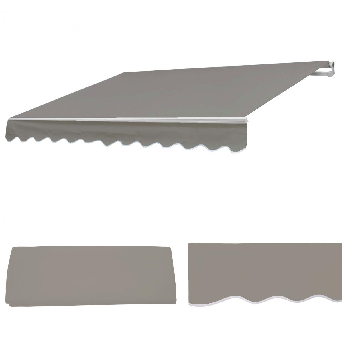 Ersatz-Bezug fr Markise T790, Gelenkarmmarkise Ersatzbezug Sonnenschutz, 4x3m ~ Polyester grau-braun