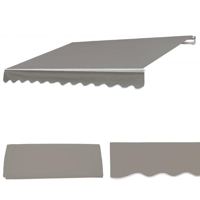 Ersatz-Bezug fr Markise T790, Gelenkarmmarkise Ersatzbezug Sonnenschutz, 4x3m ~ Polyester grau-braun