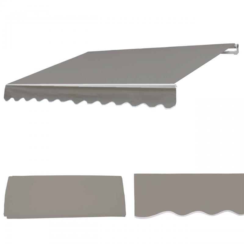 Ersatz-Bezug fr Markise T790, Gelenkarmmarkise Ersatzbezug Sonnenschutz, 4x3m ~ Polyester grau-braun