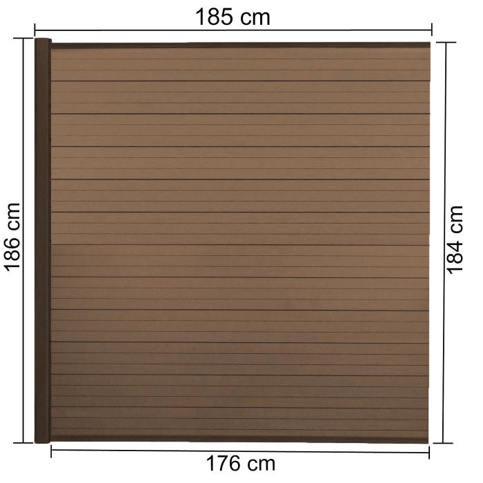 WPC-Sichtschutz Sarthe, Windschutz Zaun, Alu-Pfosten ~ 2er Set, 3,75m teak