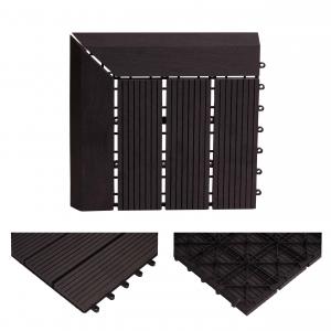 (222,11/m) WPC Eck-Bodenfliese Rhone + Abschluss, Holzoptik Terrasse, 30x30cm Premium ~ Ecke links, anthrazit linear