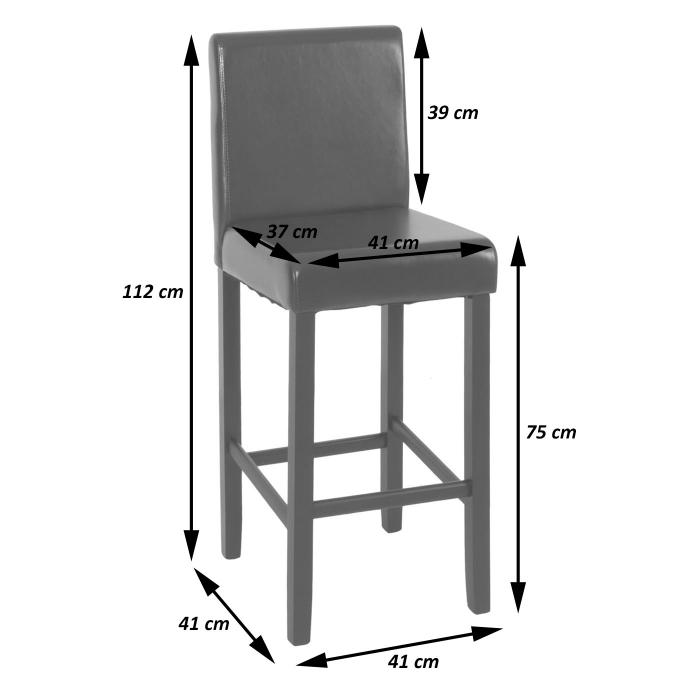 2er-Set Barhocker Vicenza, Barstuhl Tresenhocker, Holz+LEDER ~ braun, dunkle Beine