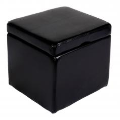 B-Ware (Loch SK1) | Hocker Sitzwrfel Sitzhocker Aufbewahrungsbox Onex, Deckel, Leder + Kunstleder, 45x44x44cm ~ schwarz