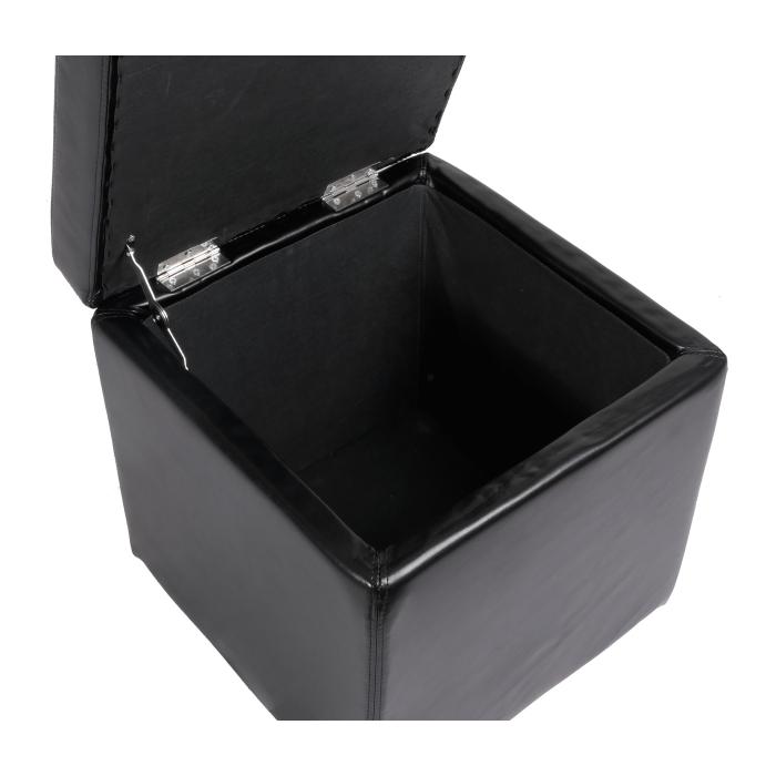 B-Ware (Loch SK1) | Hocker Sitzwrfel Sitzhocker Aufbewahrungsbox Onex, Deckel, Leder + Kunstleder, 45x44x44cm ~ schwarz