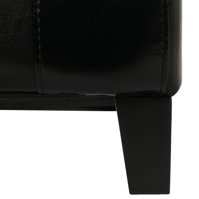 Hocker Sitzwrfel Sitzhocker Emmen, Leder + Kunstleder, 37x45x47 cm FSC-zertifiziert ~ schwarz