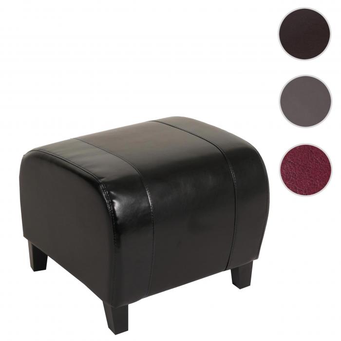 Hocker Sitzwrfel Sitzhocker Emmen, Leder + Kunstleder, 37x45x47 cm ~ schwarz