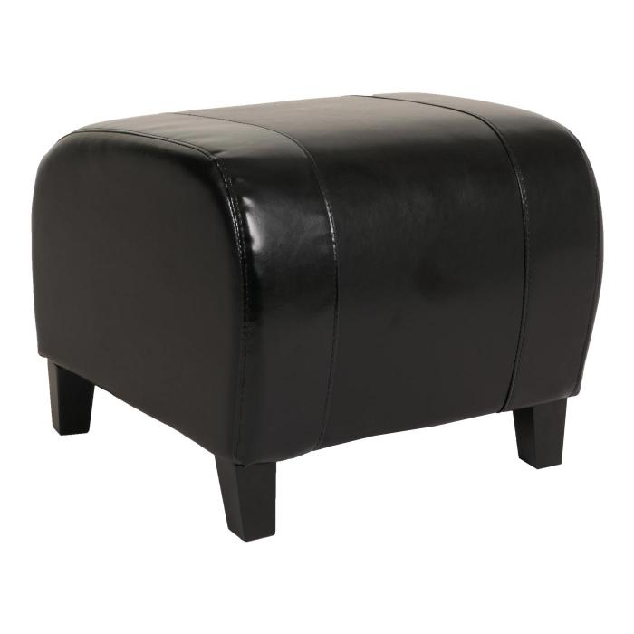 Hocker Sitzwrfel Sitzhocker Emmen, Leder + Kunstleder, 37x45x47 cm ~ schwarz