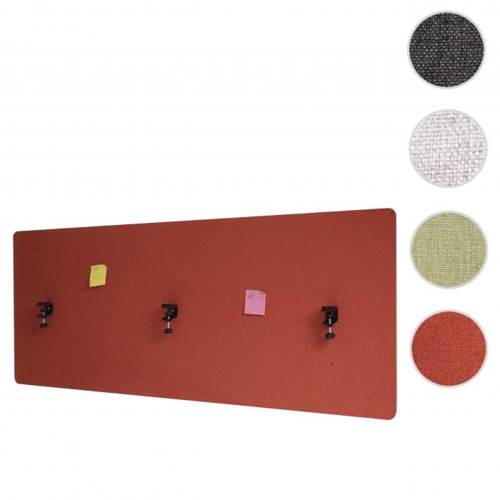 Akustik-Tischtrennwand HWC-G75, Bro-Sichtschutz Schreibtisch Pinnwand, doppelwandig Stoff/Textil ~ 60x160cm braun
