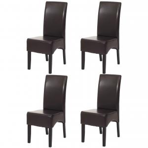 4er-Set Esszimmerstuhl Stuhl Kchenstuhl Littau FSC-zertifiziert ~ Kunstleder, braun dunkle Beine