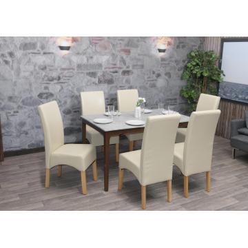 6er-Set Esszimmerstuhl Kchenstuhl Stuhl Latina, LEDER ~ creme, helle Beine