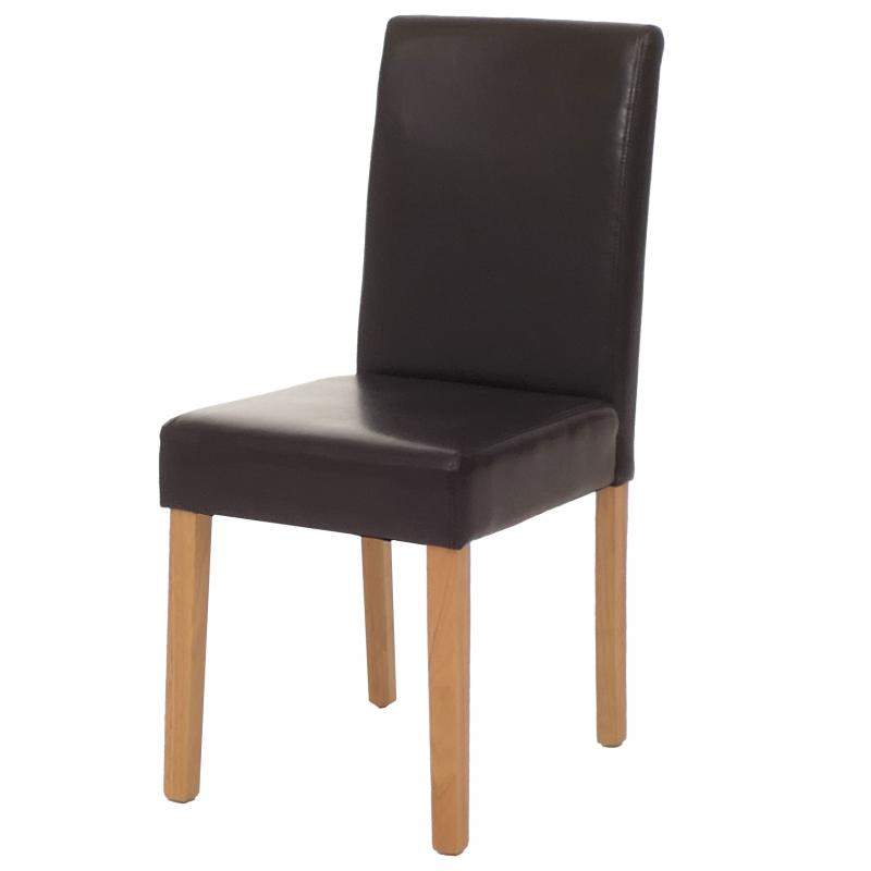 Esszimmerstuhl Littau, Kchenstuhl Stuhl, Leder ~ braun, helle Beine