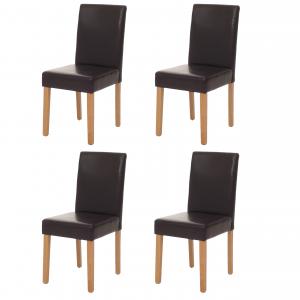 4er-Set Esszimmerstuhl Stuhl Kchenstuhl Littau ~ Leder, braun helle Beine