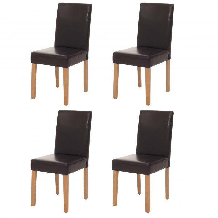 4er-Set Esszimmerstuhl Stuhl Kchenstuhl Littau FSC-zertifiziert ~ Kunstleder, braun helle Beine