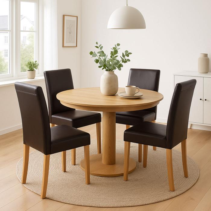 Esszimmerstuhl Littau, Kchenstuhl Stuhl, Leder ~ braun, helle Beine