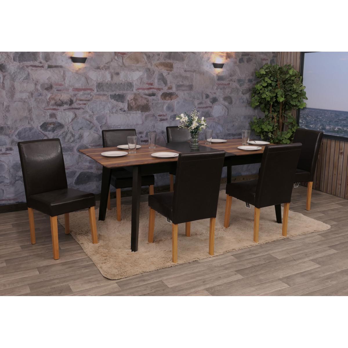 6er-Set Esszimmerstuhl Stuhl Kchenstuhl Littau ~ Leder, braun, helle Beine