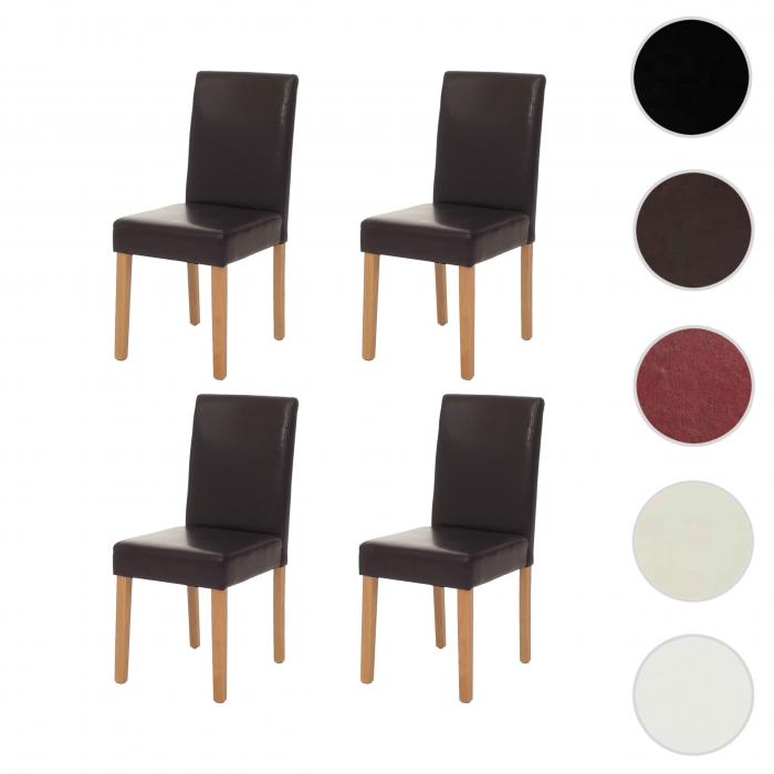 4er-Set Esszimmerstuhl Stuhl Kchenstuhl Littau FSC-zertifiziert ~ Kunstleder, braun helle Beine