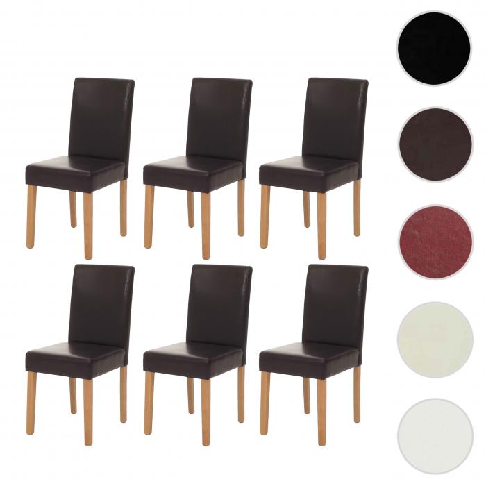 6er-Set Esszimmerstuhl Stuhl Kchenstuhl Littau ~ Leder, braun, helle Beine