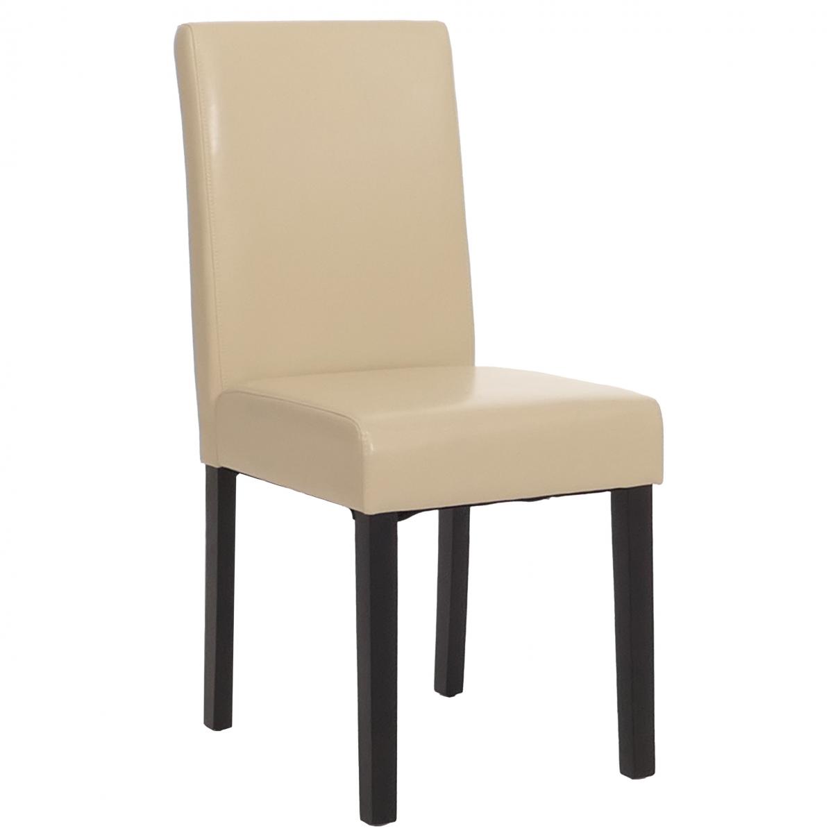 Esszimmerstuhl Littau, Kchenstuhl Stuhl, Leder ~ creme, dunkle Beine