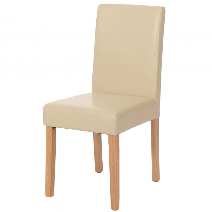 Esszimmerstuhl Littau, Kchenstuhl Stuhl, Kunstleder ~ creme, helle Beine