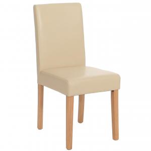 Esszimmerstuhl Littau, Kchenstuhl Stuhl, Leder ~ creme, helle Beine