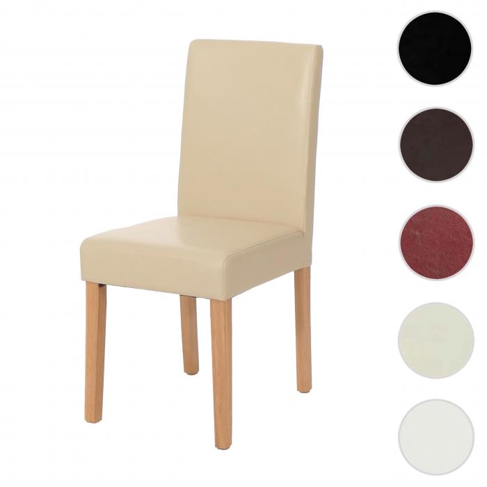 Esszimmerstuhl Littau, Kchenstuhl Stuhl, Kunstleder ~ creme, helle Beine