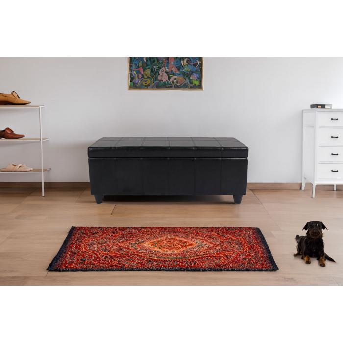 Aufbewahrungs-Truhe Sitzbank Kriens, Leder + Kunstleder, 112x45x45cm ~ wei