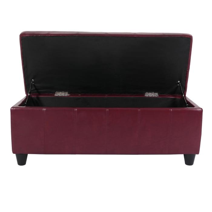 Bank Sitzbank MIT Aufbewahrung Kriens Leder + Kunstleder 112x45x45cm ~ rot