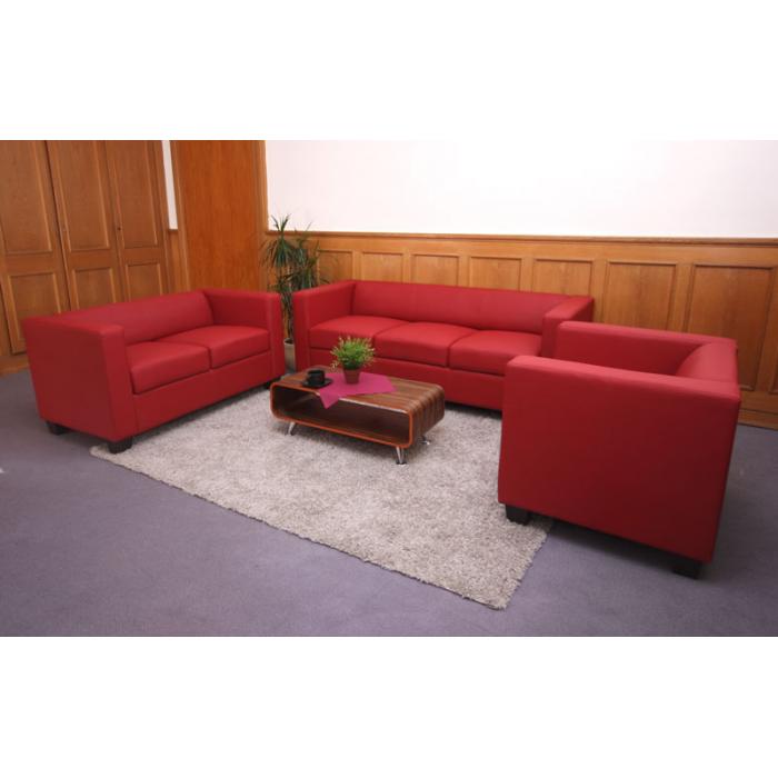 3er Sofa Couch Loungesofa Lille ~ Leder, rot