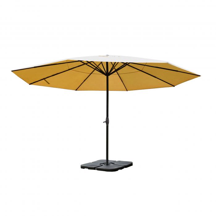 Sonnenschirm Meran Pro, Gastronomie Marktschirm ohne Volant Ø 5m Polyester/Alu 28kg ~ creme mit Ständer