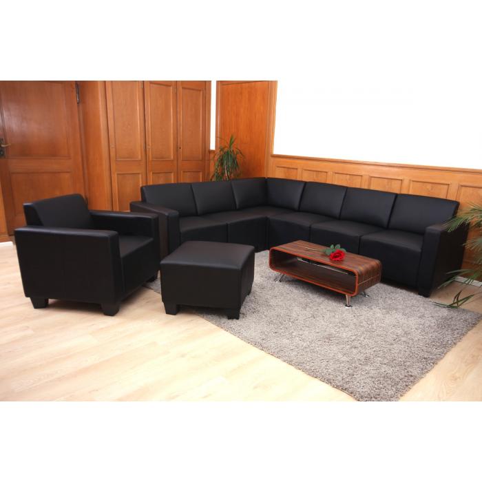 Modular Sofa-System Couch-Garnitur Lyon 6-2, Kunstleder ~ schwarz