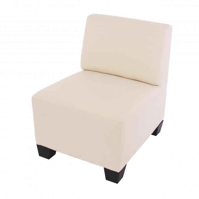 Modular 3-Sitzer Sofa Couch Lyon, Kunstleder ~ creme, ohne Armlehnen