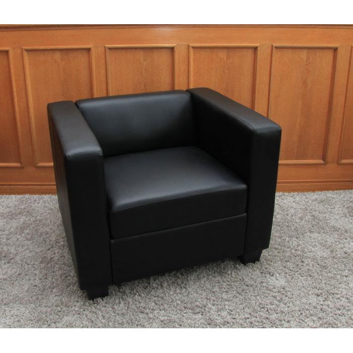 3-2-1 Sofagarnitur Couchgarnitur Loungesofa Lille ~ Leder, schwarz