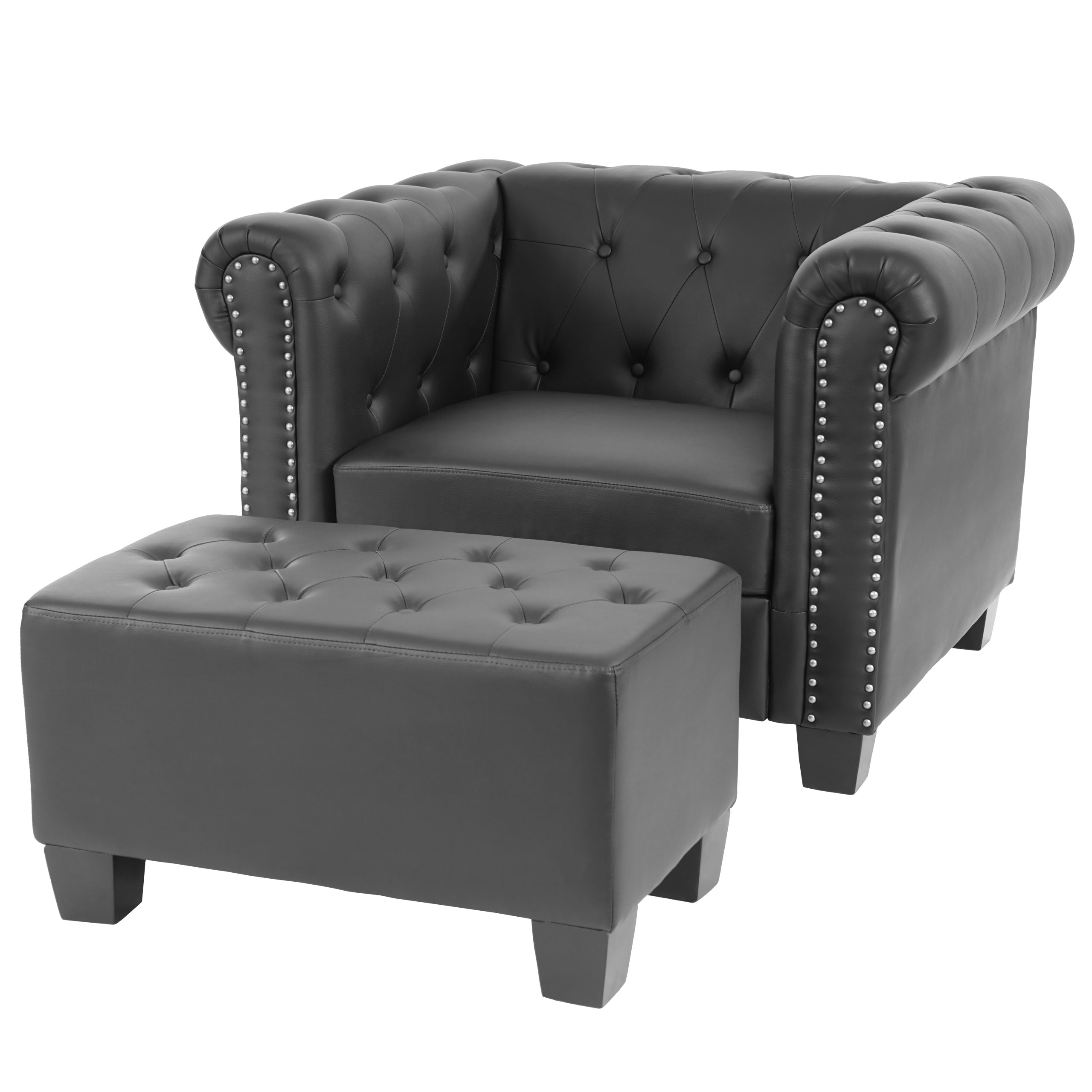 Luxus Sessel Chesterfield, Loungesessel, Kunstleder runde oder eckige Füße - Bild 14 von 21