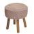 Sitzhocker HWC-J43, Strickhocker Hocker Fuhocker, 45x41cm rund Makramee/Strick Stoff/Textil ~ creme-beige